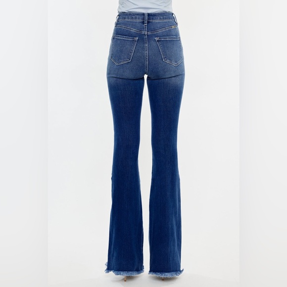 KanCan Ashton High Rise Flare Blue Wash Stretch Frayed Hem Soft Jeans, Size 26 - Picture 6 of 16